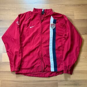 Men's Nike Team USA USMNT Red Soccer Windbreaker Zip Up Track Jacket Sz XL VTG